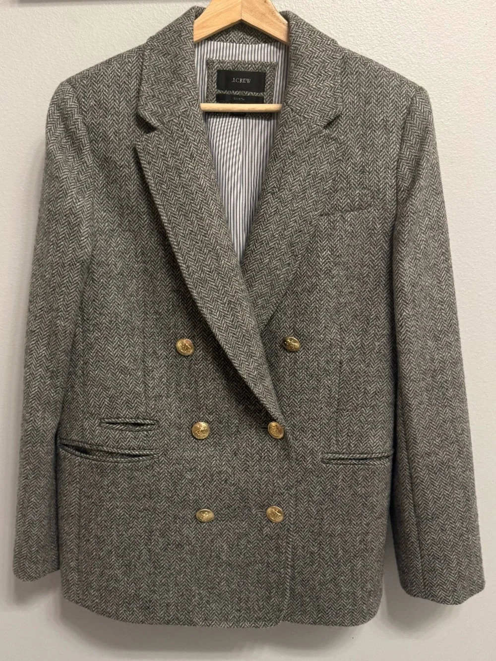 J.Crew Bristol Blazer Heather Graphite Herringbone Wool Size 10. $248